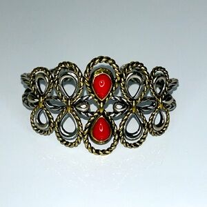 NWOT Carolyn Pollack American West Sterling Silver Brass Coral Bracelet Boho